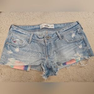 Hollister Women's Light Blue Distressed Jean Shorts
